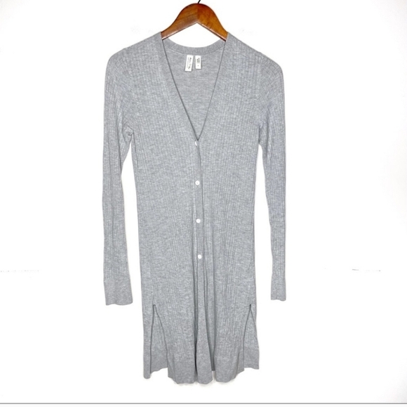 Anthropologie Meadow Rue Sweater Size XS Cali Cardigan Duster Gray Ribbed $98 - Picture 2 of 6